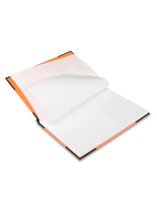 FIS® Hard Cover Notebook, A5 Size(148x210mm), 96 Sheets, Single Line Ruling with Black Spine and Corners, Packet of 5 Pieces, Neon Orange Color-FSNBA596NOR - Image 4